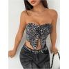 imageSHENHE Womens Leopard Print Twist Front Strapless Split Top Y2k Crop Tube Bandeau Tank TopGrey