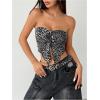 imageSHENHE Womens Leopard Print Twist Front Strapless Split Top Y2k Crop Tube Bandeau Tank TopGrey