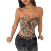 imageSHENHE Womens Leopard Print Twist Front Strapless Split Top Y2k Crop Tube Bandeau Tank TopLight Brown