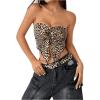 imageSHENHE Womens Leopard Print Twist Front Strapless Split Top Y2k Crop Tube Bandeau Tank TopLight Brown