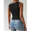 imageSHENHE Womens Square Neck Tank Wide Strap Fitted Simple Casual Summer Crop Tank TopBlack