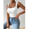 imageSHENHE Womens Square Neck Tank Wide Strap Fitted Simple Casual Summer Crop Tank TopWhite