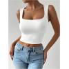 imageSHENHE Womens Square Neck Tank Wide Strap Fitted Simple Casual Summer Crop Tank TopWhite