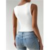 imageSHENHE Womens Square Neck Tank Wide Strap Fitted Simple Casual Summer Crop Tank TopWhite