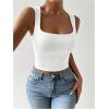 imageSHENHE Womens Square Neck Tank Wide Strap Fitted Simple Casual Summer Crop Tank TopWhite
