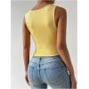 imageSHENHE Womens Square Neck Tank Wide Strap Fitted Simple Casual Summer Crop Tank TopYellow