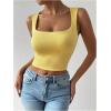 imageSHENHE Womens Square Neck Tank Wide Strap Fitted Simple Casual Summer Crop Tank TopYellow