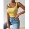 imageSHENHE Womens Square Neck Tank Wide Strap Fitted Simple Casual Summer Crop Tank TopYellow