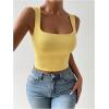 imageSHENHE Womens Square Neck Tank Wide Strap Fitted Simple Casual Summer Crop Tank TopYellow
