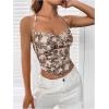 imageSHENHE Womens Tie Halter Neck Backless Draped Asymmetrical Floral Boho Cute Crop TopCoffee Brown