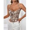 imageSHENHE Womens Tie Halter Neck Backless Draped Asymmetrical Floral Boho Cute Crop TopCoffee Brown