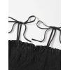 imageSHENHE Womens Tie Shoulder Shirred Ruffle Hem Spaghetti Strap Cute Camisole Peplum TopBlack