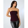 imageSHENHE Womens Vintage Strapless Boned Mesh Bustier Corset Top Bodyshaper Tube TopBrown