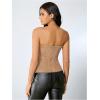 imageSHENHE Womens Vintage Strapless Boned Mesh Bustier Corset Top Bodyshaper Tube TopKhaki