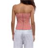 imageSHENHE Womens Vintage Strapless Boned Mesh Bustier Corset Top Bodyshaper Tube TopPink