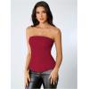 imageSHENHE Womens Vintage Strapless Boned Mesh Bustier Corset Top Bodyshaper Tube TopRed