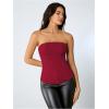 imageSHENHE Womens Vintage Strapless Boned Mesh Bustier Corset Top Bodyshaper Tube TopRed
