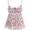 imageSHENHE Womens Lace Sleeveless Cami Crop Top Strap Summer Boho Ruffle Hem TopWhite
