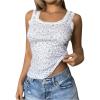 imageSHENHE Womens Lace Trim Floral Tank Top Casual Scoop Neck Slim Fit Loungewear Crop TopWhite