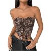 imageSHENHE Womens Leopard Print Twist Front Strapless Split Top Y2k Crop Tube Bandeau Tank TopCoffee Brown