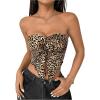 imageSHENHE Womens Leopard Print Twist Front Strapless Split Top Y2k Crop Tube Bandeau Tank TopLight Brown
