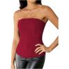 imageSHENHE Womens Vintage Strapless Boned Mesh Bustier Corset Top Bodyshaper Tube TopRed