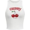 imageSHENHE Womens Y2k Cherry Tank Top Crew Neck Graphic Fitted Sleeveless Crop Tank ShirtWhite