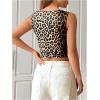 imageSHENHE Womens Crew Neck Padded Tank Top Sleeveless Fitted Casual Tank with Built in Bra Khaki Leopard Print Medium