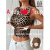 imageSHENHE Womens Crew Neck Padded Tank Top Sleeveless Fitted Casual Tank with Built in Bra Khaki Leopard Print Medium