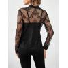 imageSHENHE Womens Floral Lace Sheer Button Up Blouse Sexy Long Sleeve Elegant Shirt Top