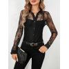 imageSHENHE Womens Floral Lace Sheer Button Up Blouse Sexy Long Sleeve Elegant Shirt Top