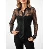 imageSHENHE Womens Floral Lace Sheer Button Up Blouse Sexy Long Sleeve Elegant Shirt Top