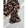 imageSHENHE Womens Leopard Off Shoulder Ruffle Hem Smocked Flounce Sleeve Peplum Top Blouse Coffee Brown Medium