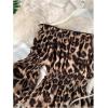 imageSHENHE Womens Leopard Off Shoulder Ruffle Hem Smocked Flounce Sleeve Peplum Top Blouse Coffee Brown Medium