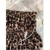 imageSHENHE Womens Leopard Off Shoulder Ruffle Hem Smocked Flounce Sleeve Peplum Top Blouse Coffee Brown Medium