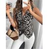 imageSHENHE Womens Leopard Print V Neck Button Up Vest Sleeveless Dressy Tank TopBlack