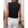 imageSHENHE Womens Leopard Print V Neck Button Up Vest Sleeveless Dressy Tank TopBlack Solid