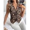 imageSHENHE Womens Leopard Print V Neck Button Up Vest Sleeveless Dressy Tank TopKhaki