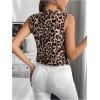 imageSHENHE Womens Leopard Print V Neck Button Up Vest Sleeveless Dressy Tank TopKhaki
