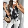 imageSHENHE Womens Leopard Print V Neck Button Up Vest Sleeveless Dressy Tank TopStriped Black White