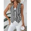 imageSHENHE Womens Leopard Print V Neck Button Up Vest Sleeveless Dressy Tank TopStriped Black White