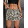 imageSHENHE Womens Low Rise Y2k Denim Mini Skirt Leopard Print Frayed Hem Bodycon Sexy Jean SkirtArmy Green
