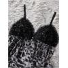 imageSHENHE Womens Mesh Pajama Set Ruffle Trim Cami and Shorts Sexy Sleepwear Leopard Pj SetBlack and White