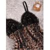imageSHENHE Womens Mesh Pajama Set Ruffle Trim Cami and Shorts Sexy Sleepwear Leopard Pj SetBrown Multi