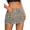 imageSHENHE Womens Low Rise Y2k Denim Mini Skirt Leopard Print Frayed Hem Bodycon Sexy Jean SkirtArmy Green