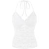 imageSHENHE Womens Y2k Lace Halter Top Tie Backless Deep V Neck Sexy Fitted Crop TopWhite
