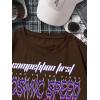 imageSHENHE Mens Casual Letter Print Short Sleeve Round Neck Regular Fit T Shirt TopsCar Chocolate Brown