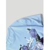 imageSHENHE Mens Casual Letter Print Short Sleeve Round Neck Regular Fit T Shirt TopsFloral Skull Blue