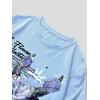 imageSHENHE Mens Casual Letter Print Short Sleeve Round Neck Regular Fit T Shirt TopsFloral Skull Blue