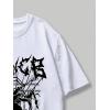 imageSHENHE Mens Casual Letter Print Short Sleeve Round Neck Regular Fit T Shirt TopsSpiderweb White